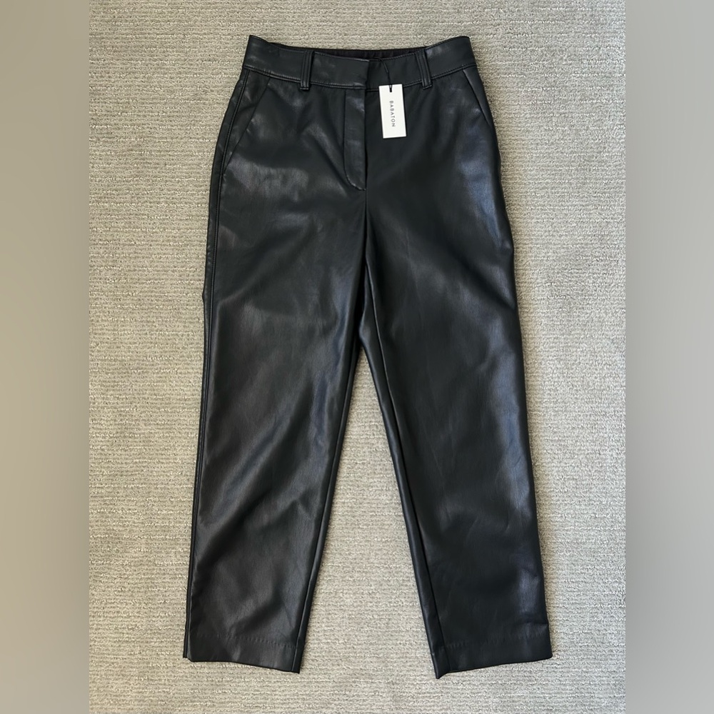 Aritzia Babaton Vegan Leather Pants - Cropped Straight Leg